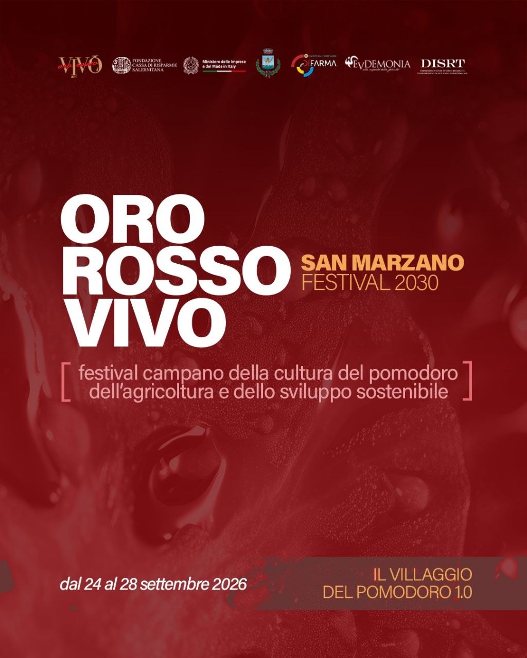Locandina di Oro Rosso Vivo – San Marzano Festival 2030, dal 24 al 28 settembre 2026